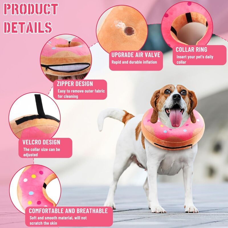 Inflatable Recovery Collar Size S Pink for Cats Dogs Anti-Lick Post-Op