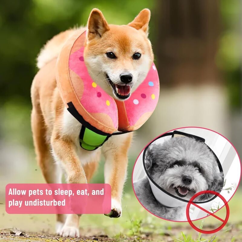 Inflatable Recovery Collar Size S Pink for Cats Dogs Anti-Lick Post-Op