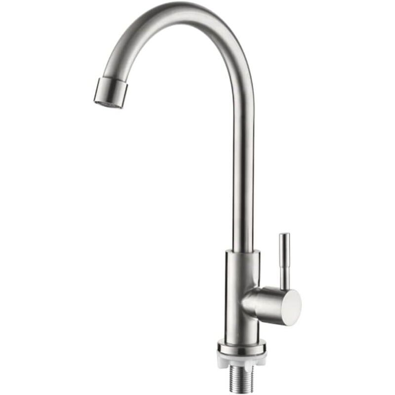 Single Lever Cold Water Kitchen Tap 360 Swivel Stainless Steel Sink Faucet
