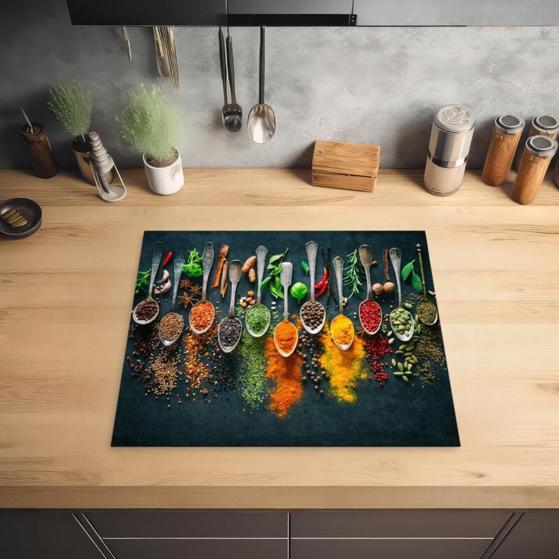 Induction Cooktop Cover Mat 40x60cm Herbs Spices Design Hob Protector