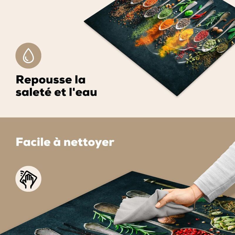 Induction Cooktop Cover Mat 40x60cm Herbs Spices Design Hob Protector