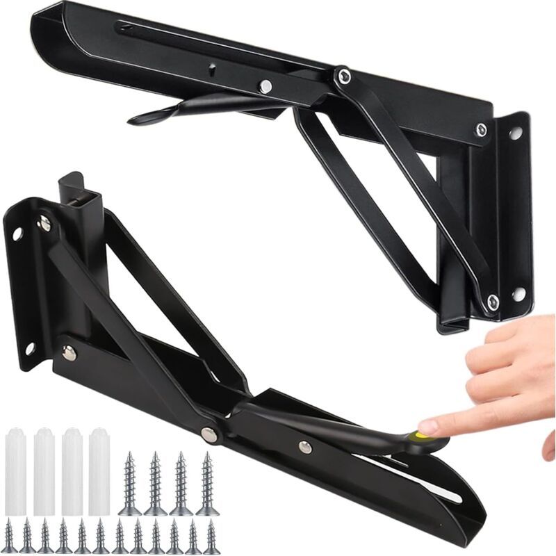 2x Heavy Duty Folding Shelf Brackets 500mm Wall Mounted 150kg Capacity