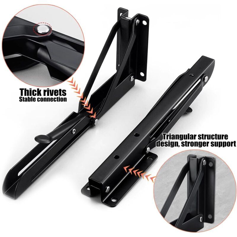 2x Heavy Duty Folding Shelf Brackets 500mm Wall Mounted 150kg Capacity