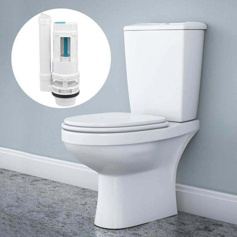 Toilet Cistern Dual Flush Valve Siphon 24cm with Slotted Button White