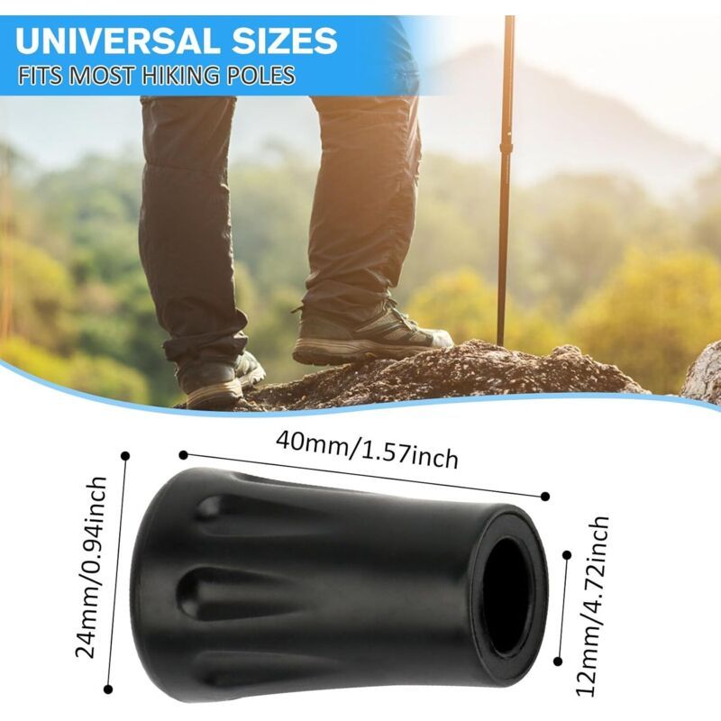 15x Rubber Tips for Trekking Hiking Poles Nordic Walking Protectors