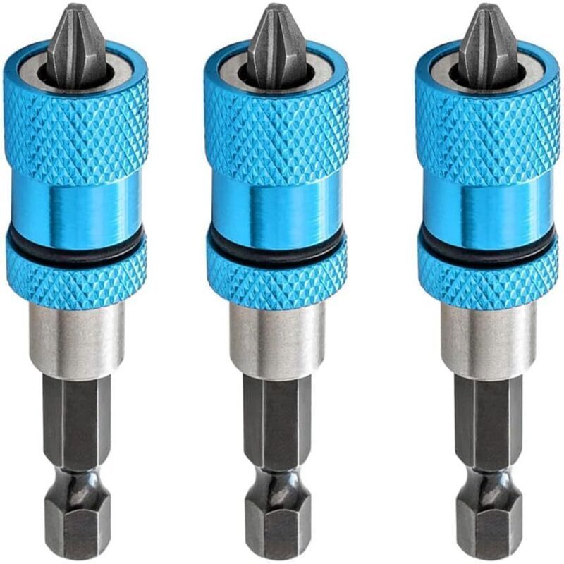 3x Quick Change Hex Shank Magnetic Drywall Screw Depth Setter Bits 1/4in