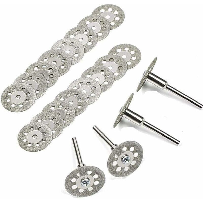 20x Mini Diamond Cutting Discs 22mm with Mandrels for Rotary Tool Dremel