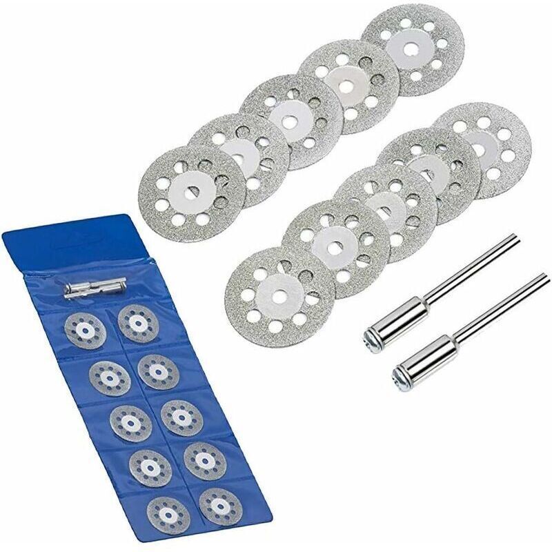 20x Mini Diamond Cutting Discs 22mm with Mandrels for Rotary Tool Dremel