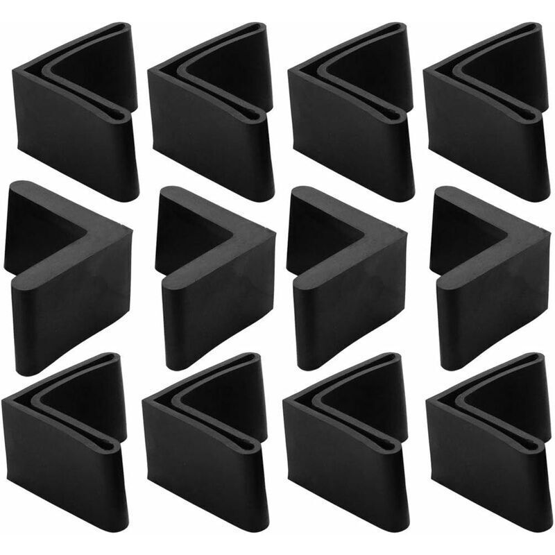12x L-Shape Rubber Chair Leg Caps 25x25mm Iron Foot Floor Protectors