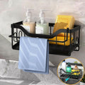 Wall Mounted Kitchen Sink Tea Towel Holder with Drain Tray Black