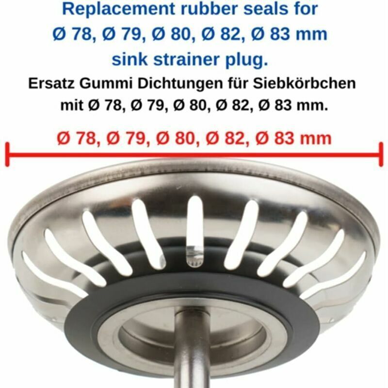 5x Rubber Lip Seals for Bathtub Basin Drain Strainer Waste Gaskets