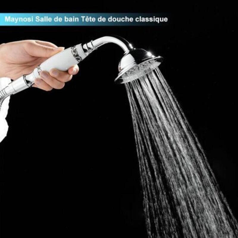 Victorian Ceramic Handle Handheld Shower Head Retro Telephone Style Chrome