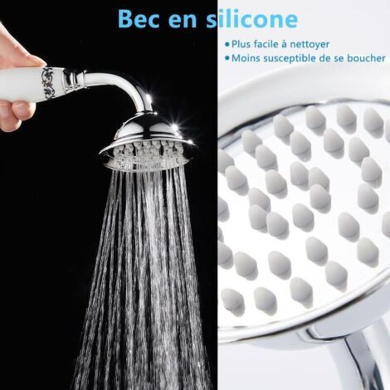 Victorian Ceramic Handle Handheld Shower Head Retro Telephone Style Chrome