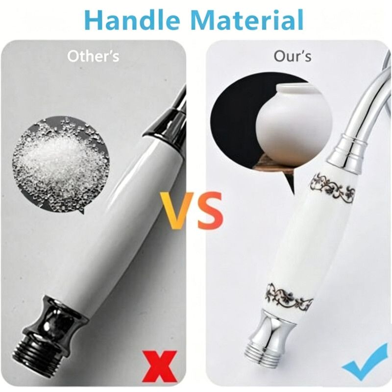 Victorian Ceramic Handle Handheld Shower Head Retro Telephone Style Chrome