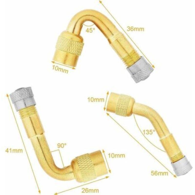 Tyre Valve Extension Adapters 45 90 135 Degree Elbow Connector Set