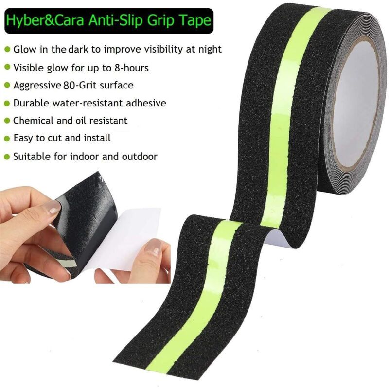 Anti-Slip Glow in the Dark Grip Tape 5cm x 5m Luminous Safety Strip