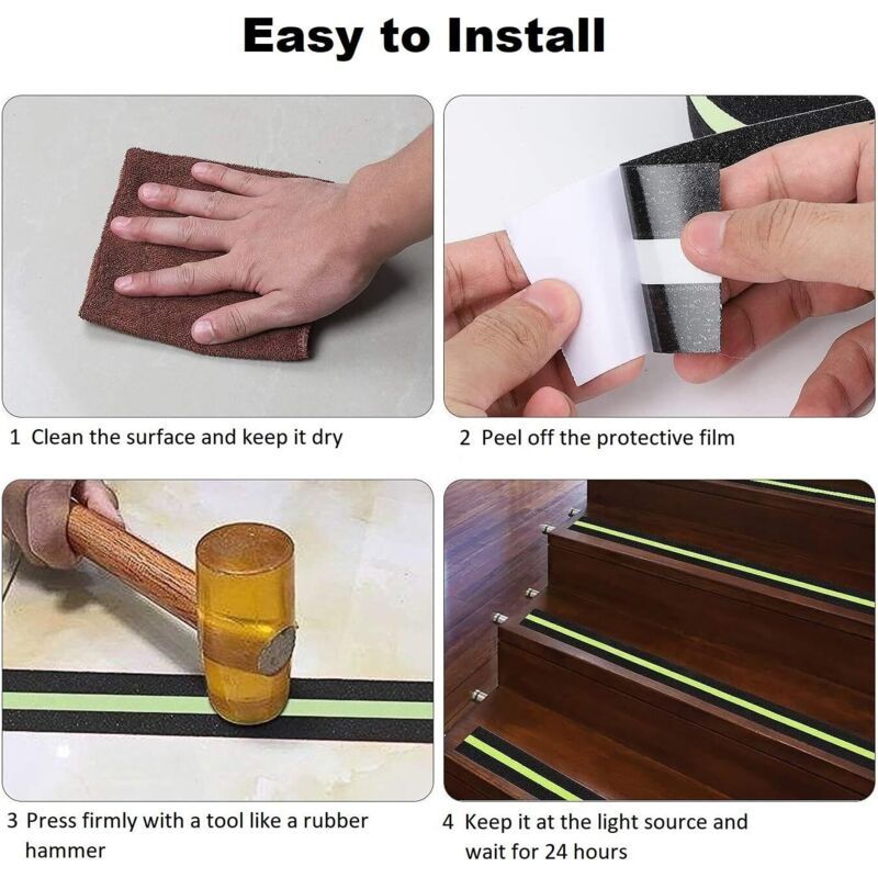 Anti-Slip Glow in the Dark Grip Tape 5cm x 5m Luminous Safety Strip