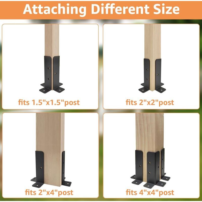 8x Adjustable Deck Post Supports Black for Handrail Balustrade Gazebo