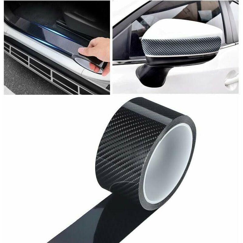 Carbon Fibre Car Door Edge Protector Film Roll 5cm x 3m Black Self-Adhesive