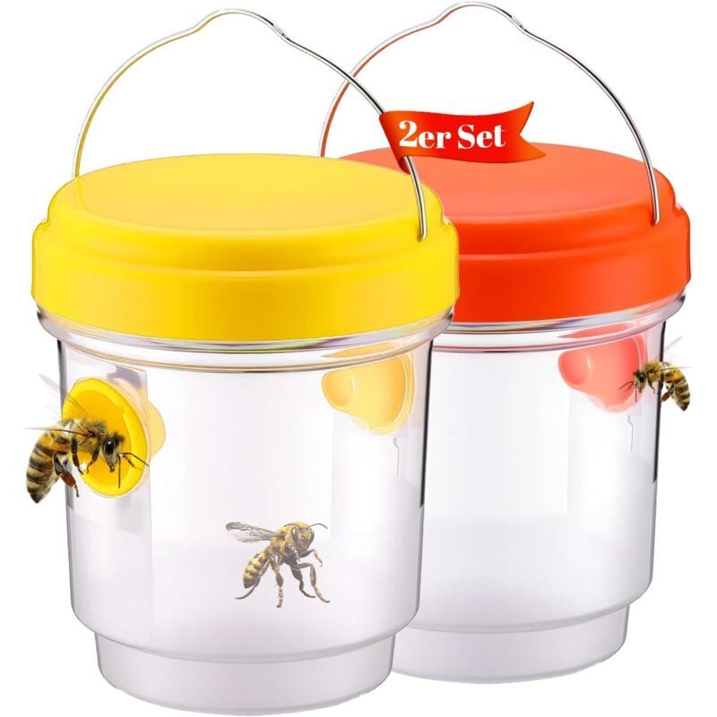 2x Hanging Wasp Traps 360 Degree Outdoor Hornet Deterrent Yellow