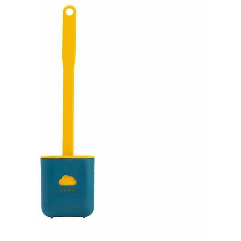 Silicone Toilet Brush and Quick-Dry Holder Antibacterial Blue