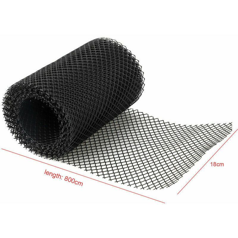 Plastic Gutter Guard Leaf Mesh 18cm x 8m with 10 Clip Hooks