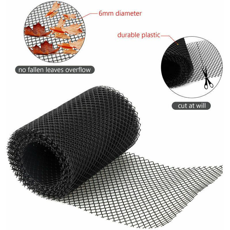 Plastic Gutter Guard Leaf Mesh 18cm x 8m with 10 Clip Hooks
