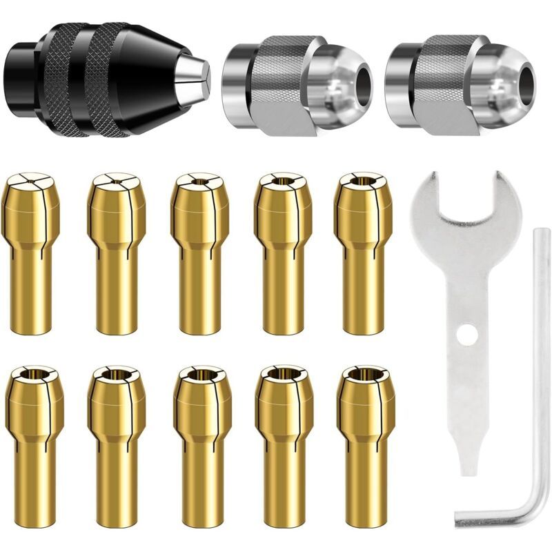 15x Collet Chuck Set for Dremel Rotary Tool Drill 0.125in Shank