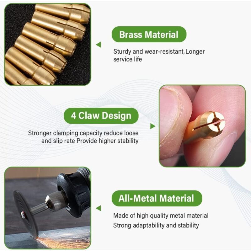 15x Collet Chuck Set for Dremel Rotary Tool Drill 0.125in Shank