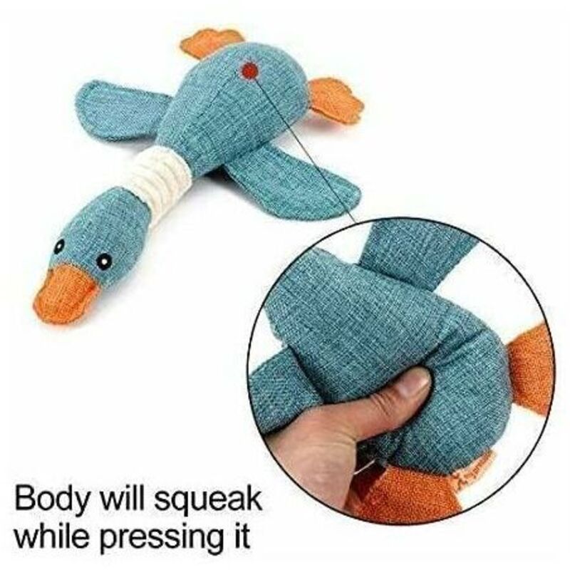Plush Interactive Dog Toy Wild Goose 32cm Soft Squeaky Puppy Gift Blue