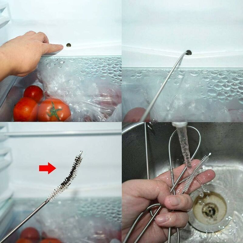 4x Flexible Fridge Drain Hole Cleaning Brushes Refrigerator Tools