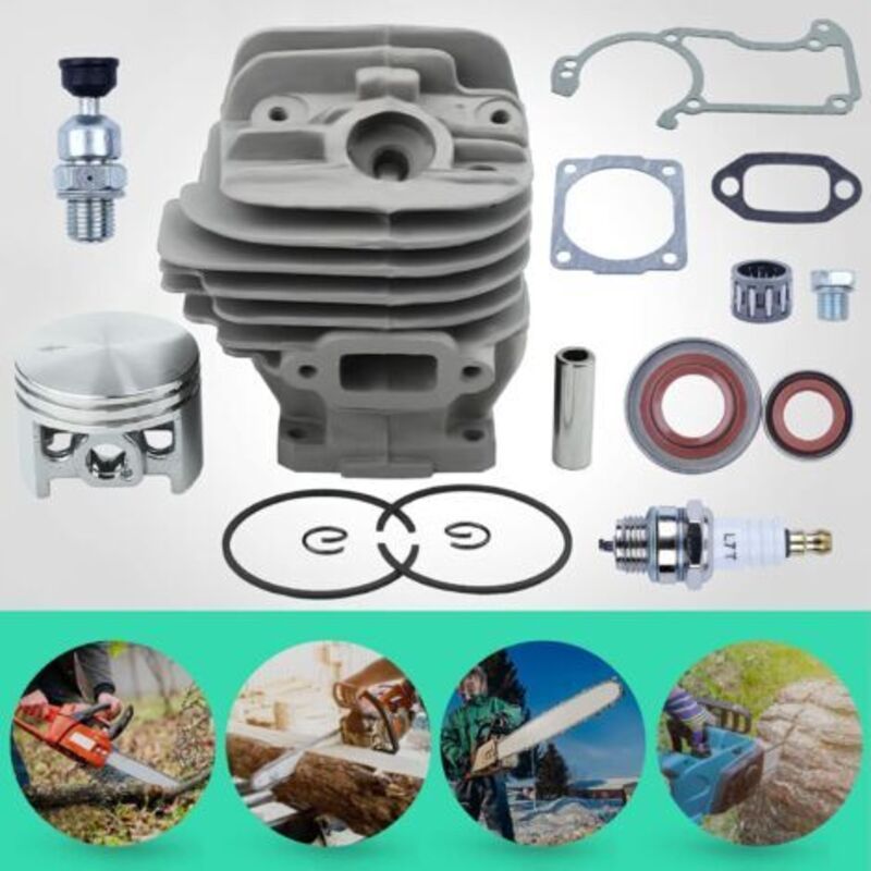 Piston and Cylinder Kit with Decomp Valve Spark Plug for Stihl 026 MS260