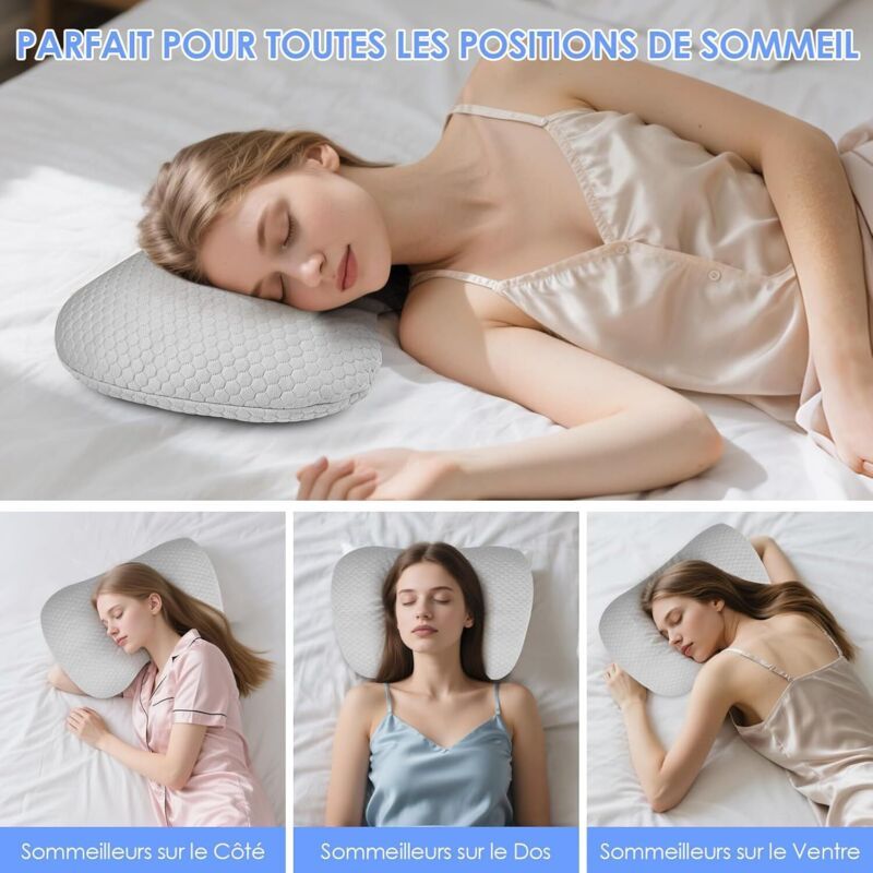 Ear Piercing Pillow with Hole and Zip Side Sleeper Pain Relief 8.9cm Grey