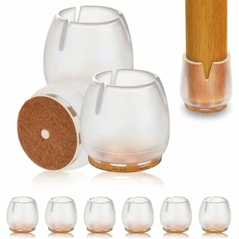 24x Silicone Chair Leg Caps 25-30mm Round Floor Protector Pads Clear
