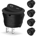 5x Round Rocker Toggle Switches 2-Pin ON/OFF Locking Black Boat Appliance