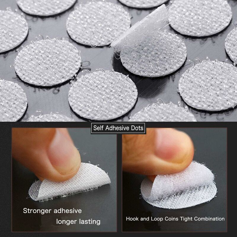 600 Pairs Self-Adhesive Hook and Loop Dots 15mm Round Sticky Pads