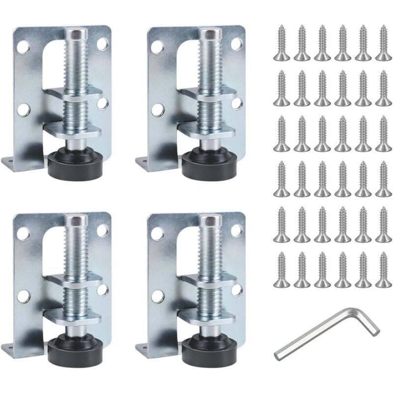 4x Heavy Duty Adjustable Levelling Feet with Zinc Screws and Wrench White