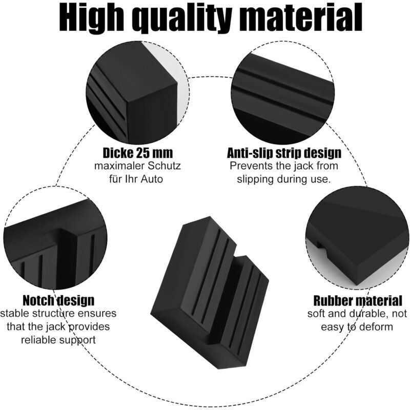 Rubber Jack Pad Block 75x75x25mm Grooved for Hydraulic Trolley Car Jack