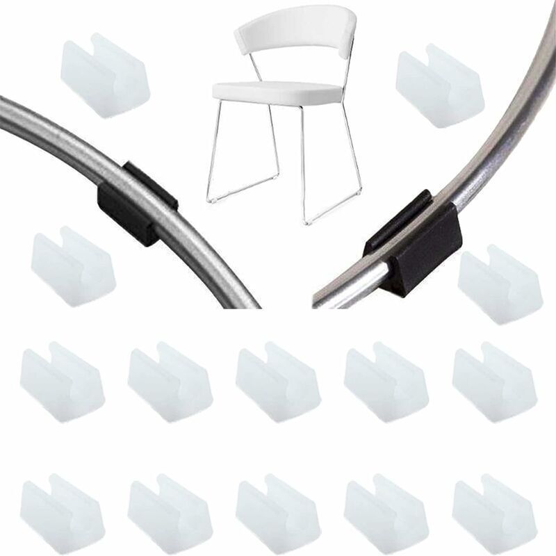 32x Chair Leg Caps 10mm U-Shape Plastic Tube End Floor Protectors White