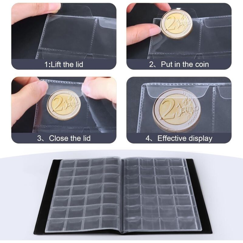 Coin Collection Album 300 Pockets Binder for Coins Tokens Badges