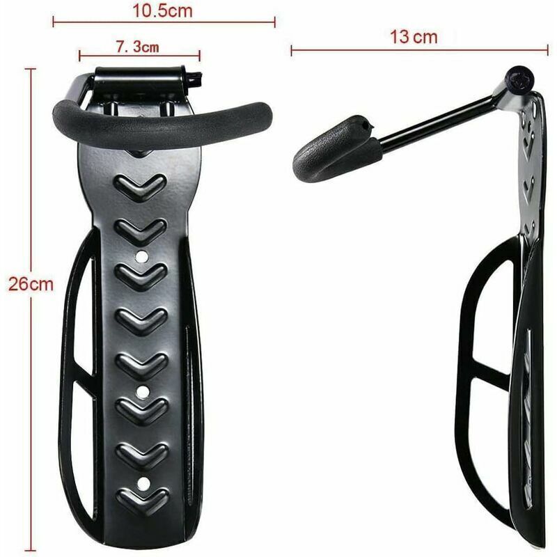 Wall Mounted Bike Storage Rack Hook Hanger for Garage Black with Fittings
