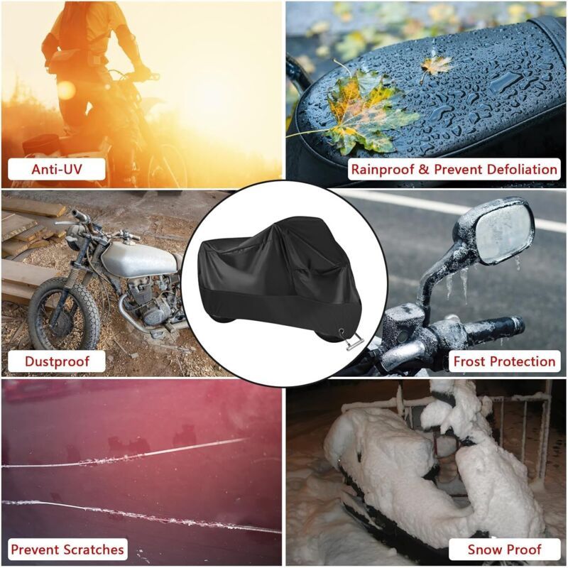 Motorcycle Cover 245x105cm 210D Waterproof UV Resistant Scooter Moped