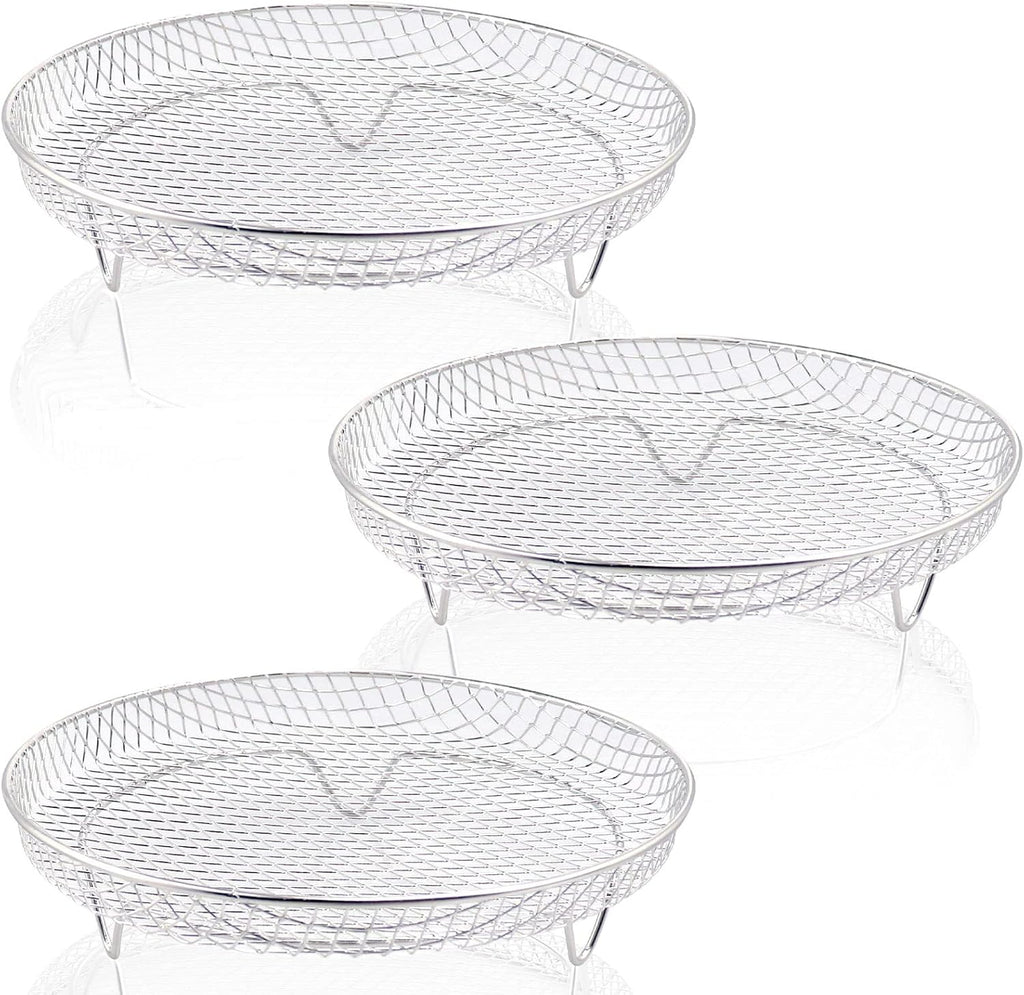 Multi-layer air fryer rack (3 round layers) - Air fryer baking pan - Air fryer grid - 304 stainless steel - Safe to use in air fryers, steam ovens, regular ovens and dishwashers