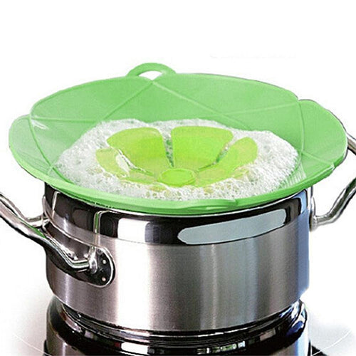 2x Silicone Boil Over Protector Multi Cover Pot Lid Spill Guard Green