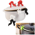 2x Silicone Pot Lid Holders Boil Over Guard Spill Prevention Black