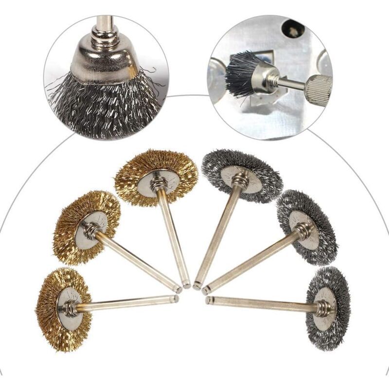 36pc Wire Brush Set Brass Stainless Steel Drill Rotary Polishing Kit