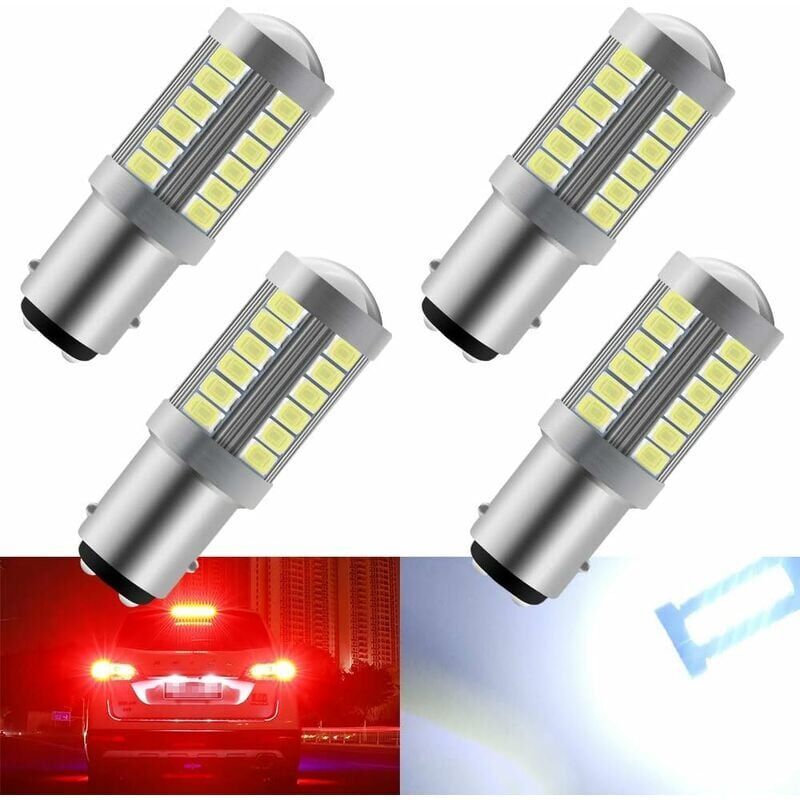 4x Trailer Lights 1157 33SMD LED Bulbs White Reverse Brake Park Tail Fog