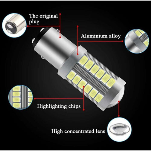 4x Trailer Lights 1157 33SMD LED Bulbs White Reverse Brake Park Tail Fog
