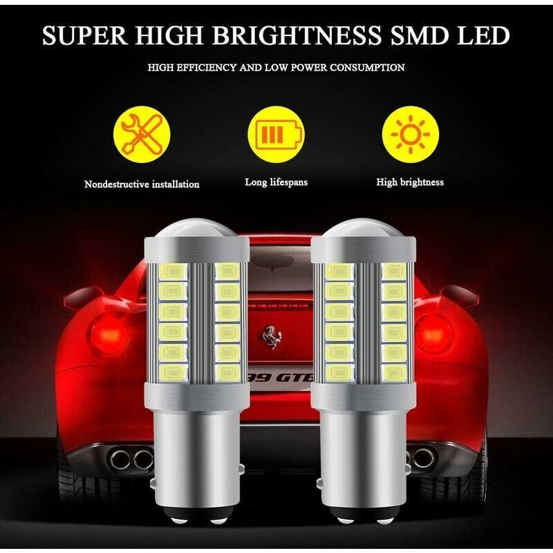 4x Trailer Lights 1157 33SMD LED Bulbs White Reverse Brake Park Tail Fog