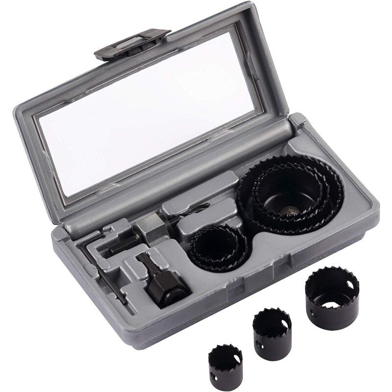 HCS Hole Saw Blade Set Wood Cutting Hole Cutter Drill Kit Black